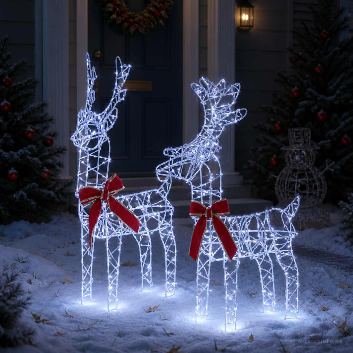 3D Christmas Reindeer LOVIISA 2 pcs 180 LEDs Cold White