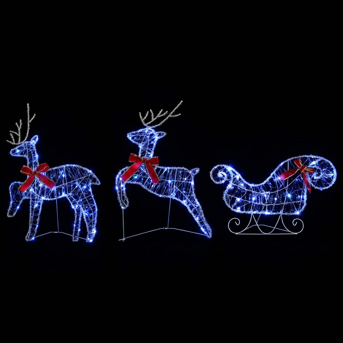 Christmas Reindeer with Sleigh 3 pcs 60 LEDs Blue