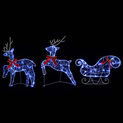 Christmas Reindeer with Sleigh 3 pcs 60 LEDs Blue