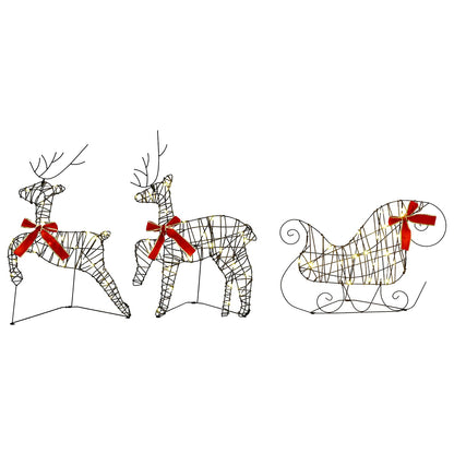 Christmas Reindeer with sleigh 3 pcs 60 LEDs Warm White