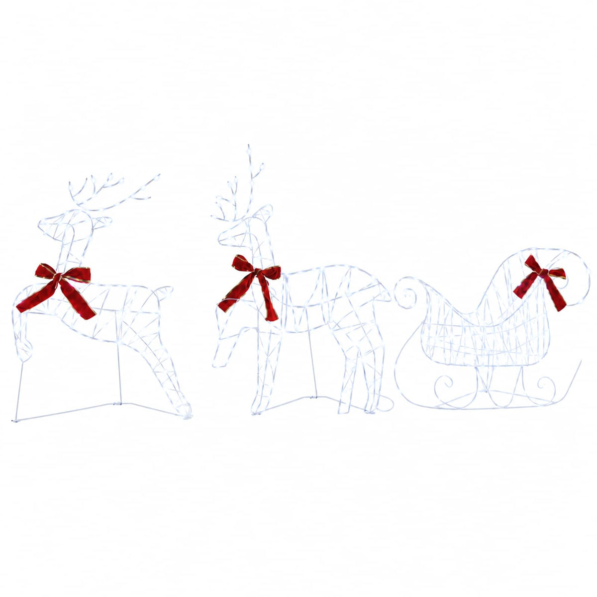 Christmas Reindeer with sleigh 3 pcs 140 LEDs Cold White