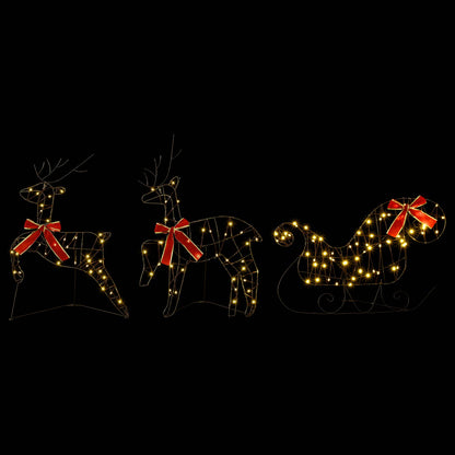 Christmas Reindeer with sleigh 3 pcs 140 LEDs Warm White
