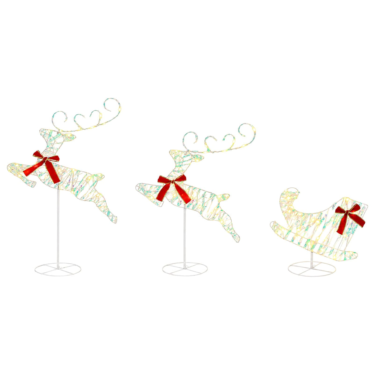 Christmas Reindeer with Sleigh 3 pcs 72 LEDs Warm White
