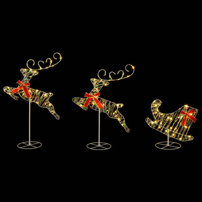 Christmas Reindeer with Sleigh 3 pcs 72 LEDs Warm White