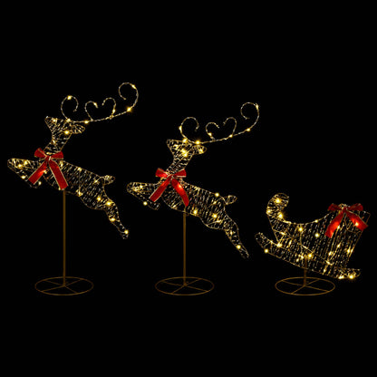Christmas Reindeer with Sleigh 3 pcs 72 LEDs Warm White