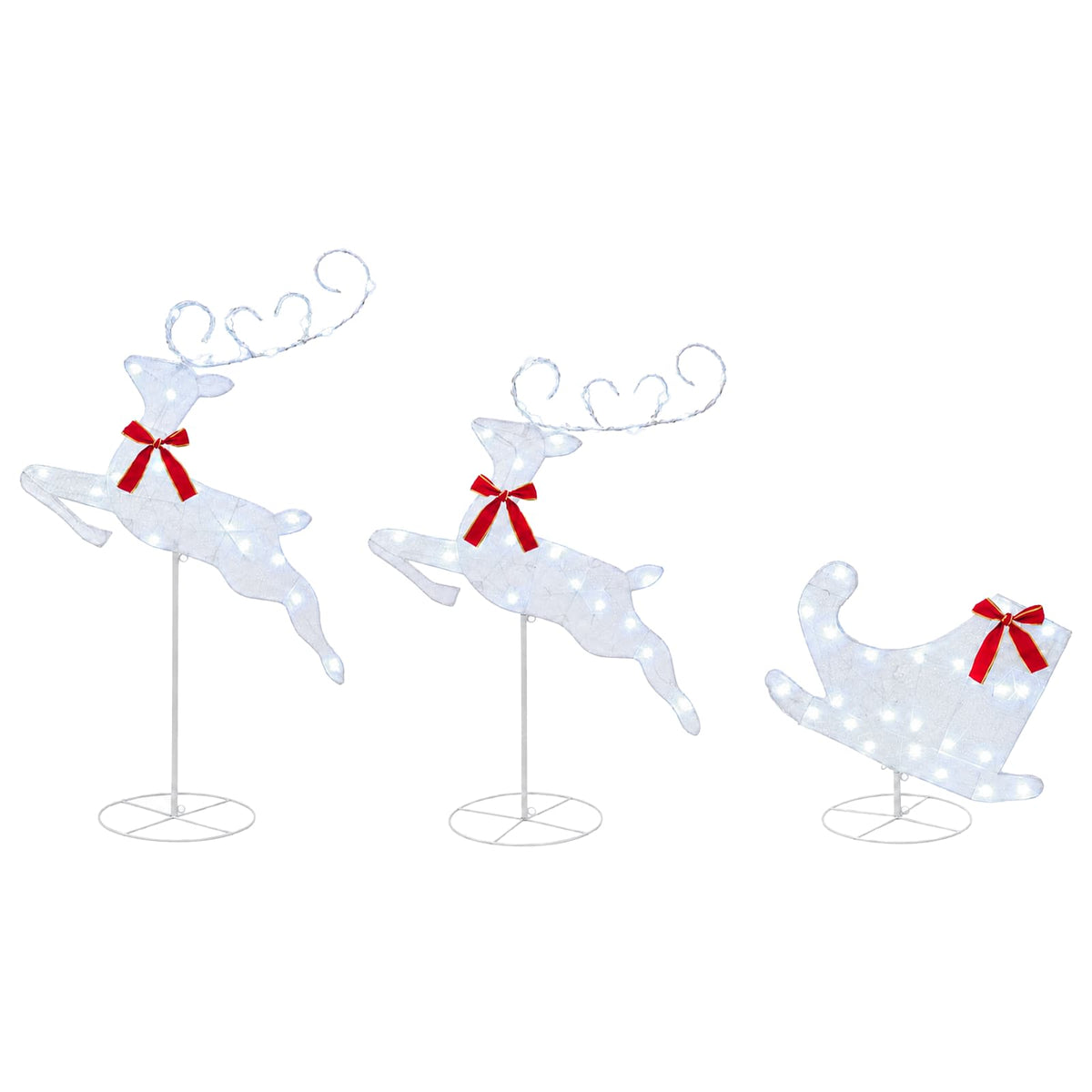 Christmas Reindeer with Sleigh 3 pcs 72 LEDs Cold White