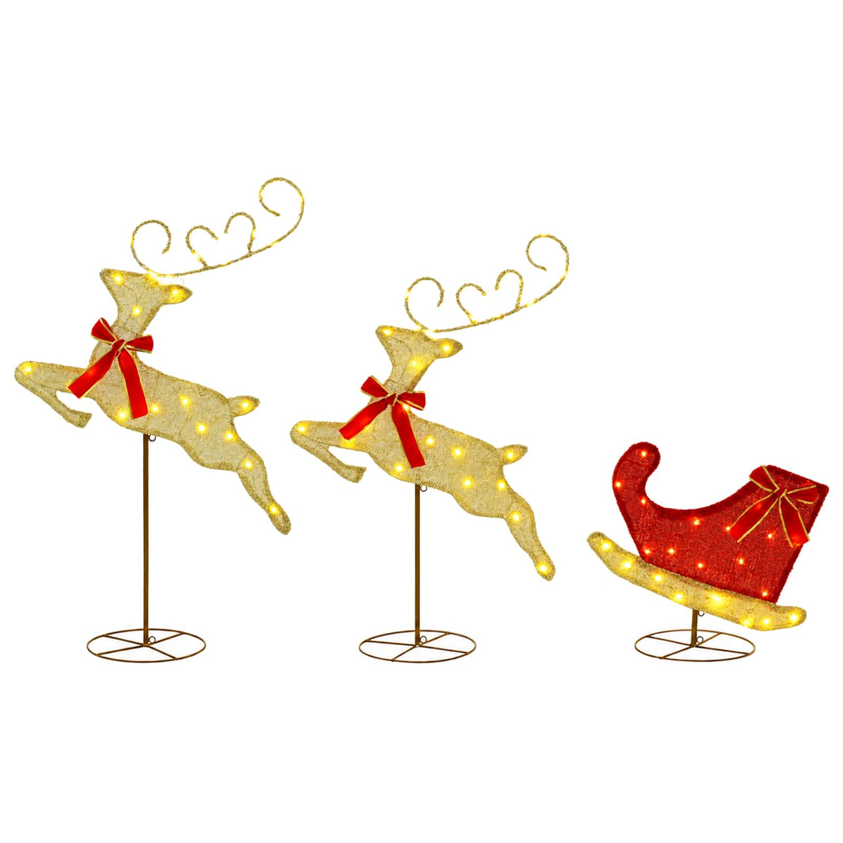 Christmas Reindeer with Sleigh 3 pcs 72 LEDs Warm White