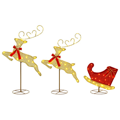 Christmas Reindeer with Sleigh 3 pcs 72 LEDs Warm White