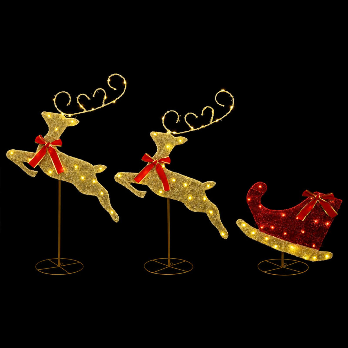 Christmas Reindeer with Sleigh 3 pcs 72 LEDs Warm White