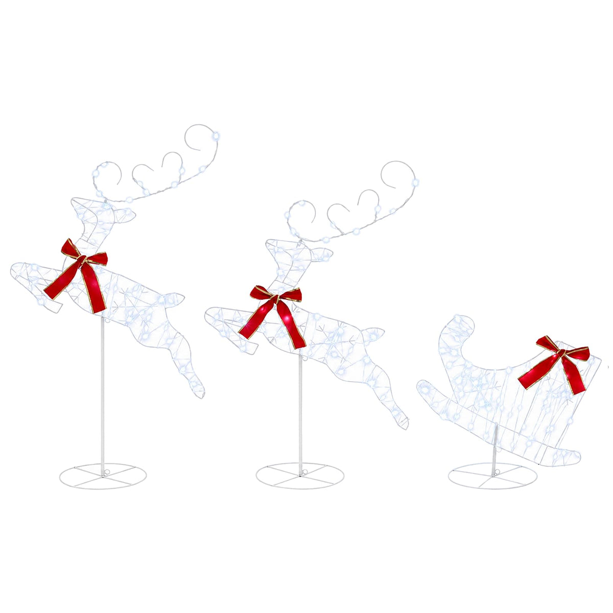Christmas Reindeer with Sleigh 3 pcs 160 LEDs Cold White