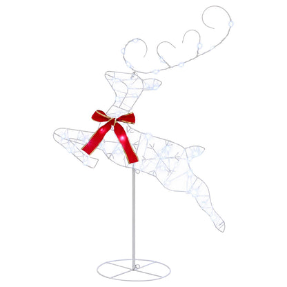 Christmas Reindeer with Sleigh 3 pcs 160 LEDs Cold White