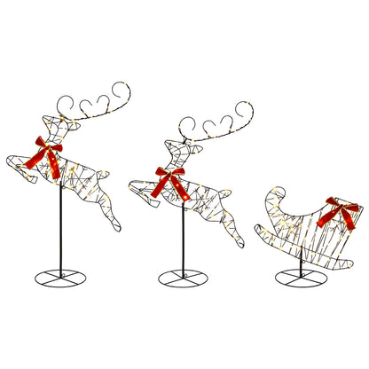 Christmas Reindeer with Sleigh 3 pcs 160 LEDs Warm White
