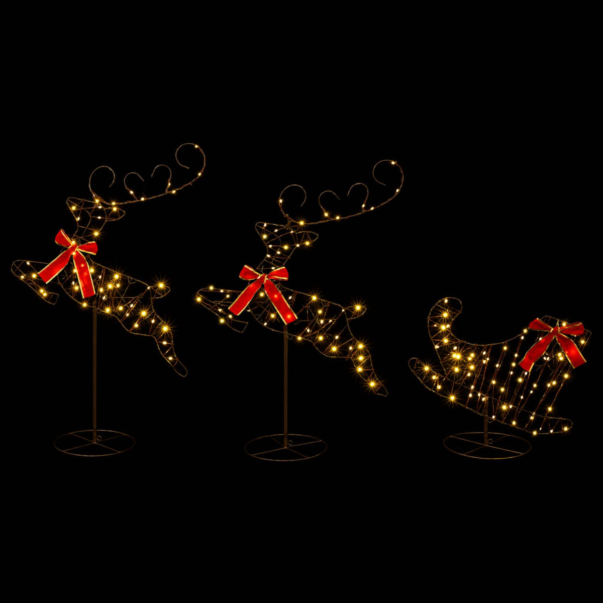 Christmas Reindeer with Sleigh 3 pcs 160 LEDs Warm White