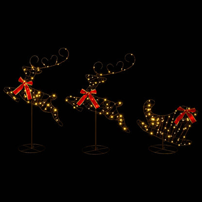 Christmas Reindeer with Sleigh 3 pcs 160 LEDs Warm White