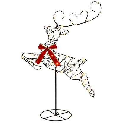 Christmas Reindeer with Sleigh 3 pcs 160 LEDs Warm White