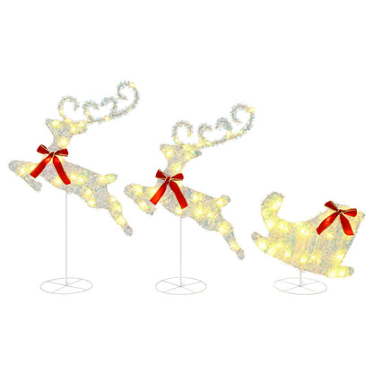 Christmas Reindeer with Sleigh 3 pcs 72 LEDs Warm White
