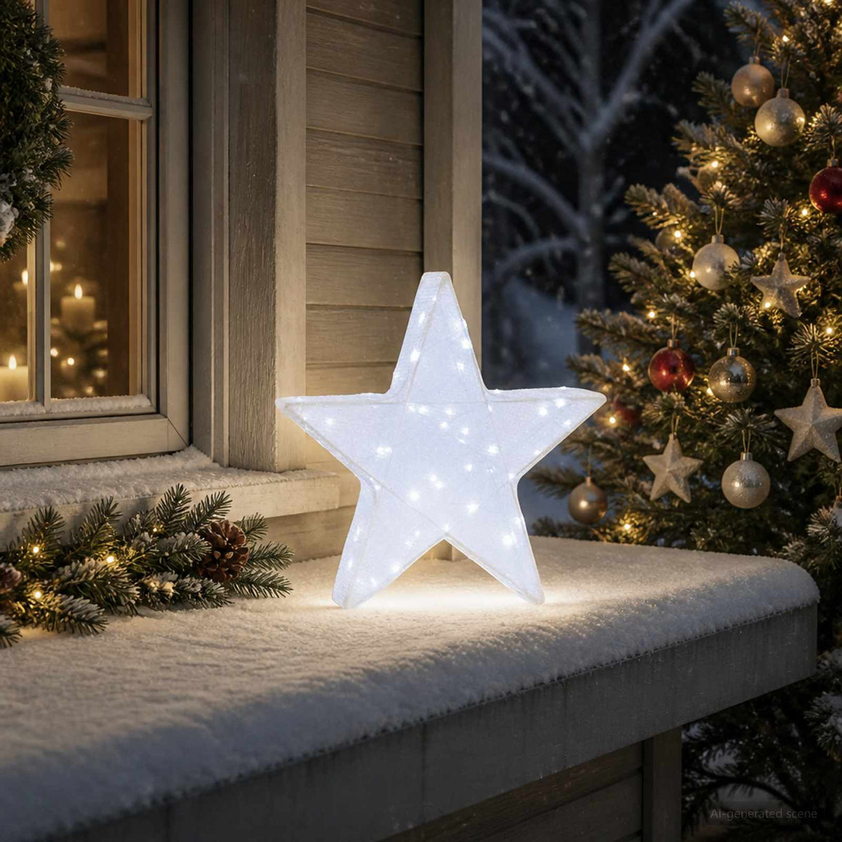 3D Christmas Star 50 LEDs Cold White 55 x 53.5 x 10 cm