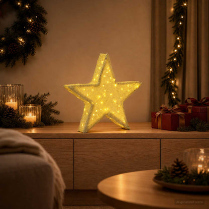 3D Christmas Star 50 LEDs Warm White 55 x 53.5 x 10 cm