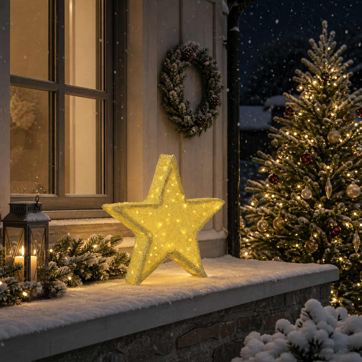 3D Christmas Star 50 LEDs Warm White 55 x 53.5 x 10 cm