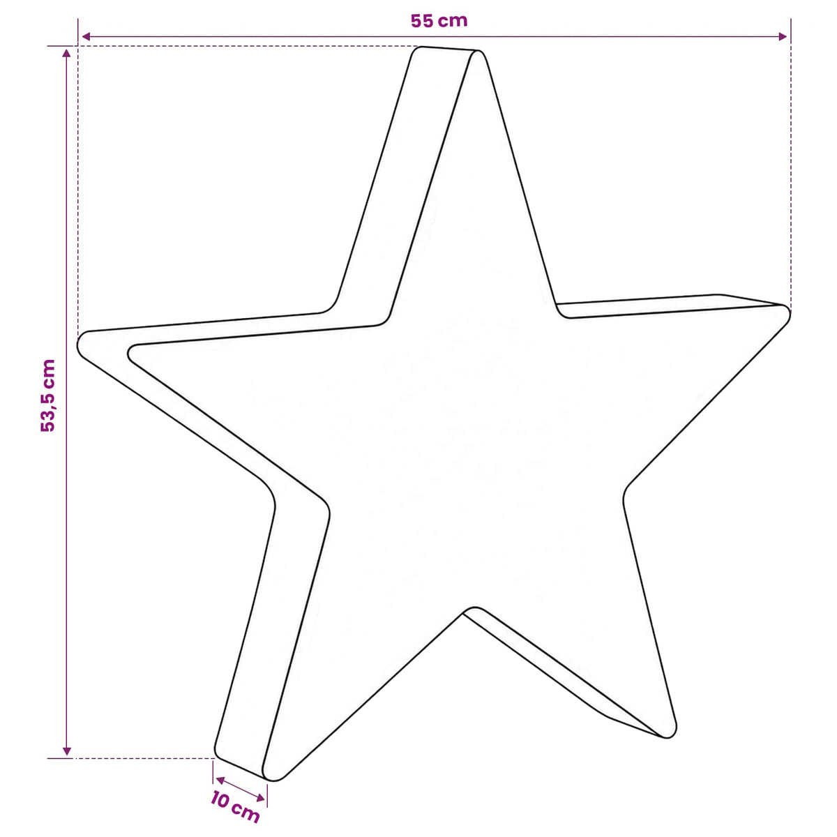 3D Christmas Star 50 LEDs Warm White 55 x 53.5 x 10 cm