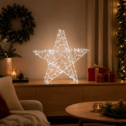 3D Christmas Star 120 LEDs Cold White 55 x 53.5 x 10 cm