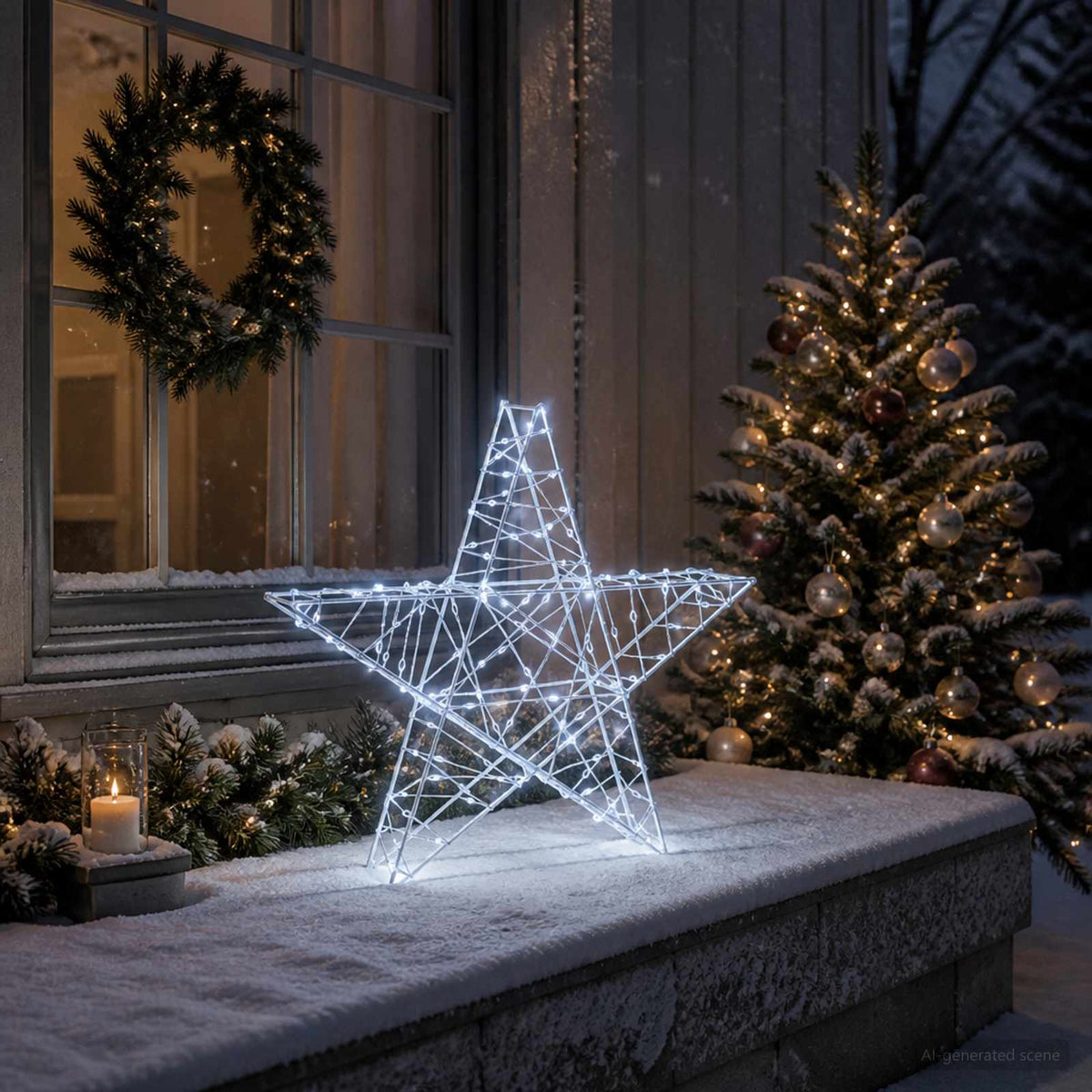 3D Christmas Star 120 LEDs Cold White 55 x 53.5 x 10 cm