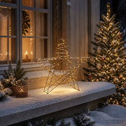 3D Christmas Star 120 LEDs Warm White 55 x 53.5 x 10 cm