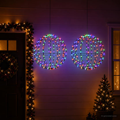 Christmas Finial Light 2 pcs 192 LEDs RGB Diameter 30 x 32 cm