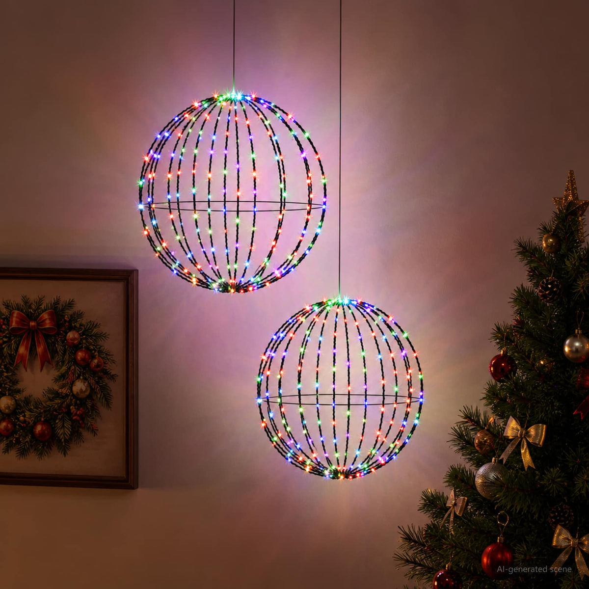 Christmas Finial Light 2 pcs 240 LEDs RGB Diameter 40 x 42 cm