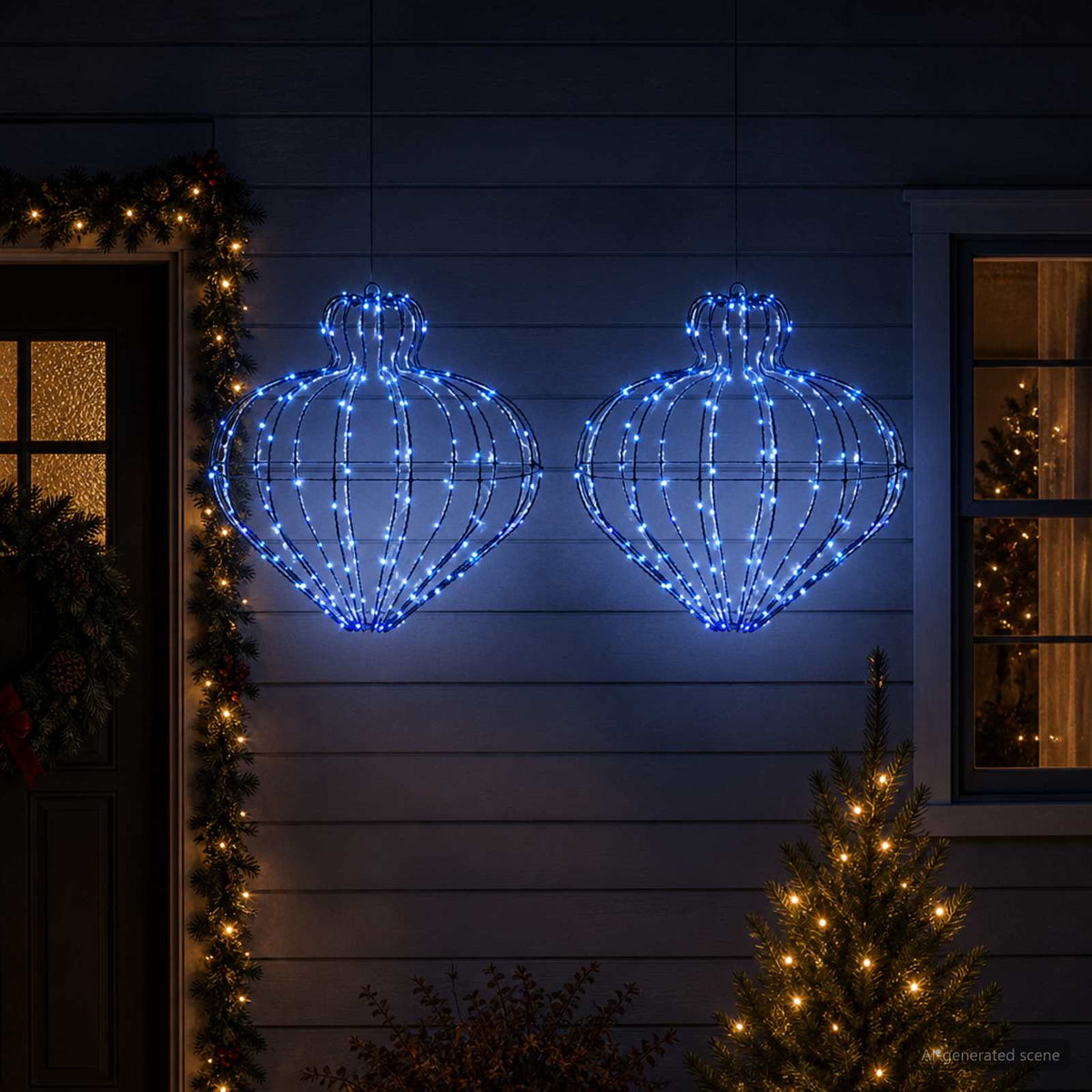 Christmas Finial Light 2 pcs 384 LEDs Blue Dia. 40 x 40 cm