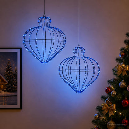 Christmas Finial Light 2 pcs 384 LEDs Blue Dia. 40 x 40 cm