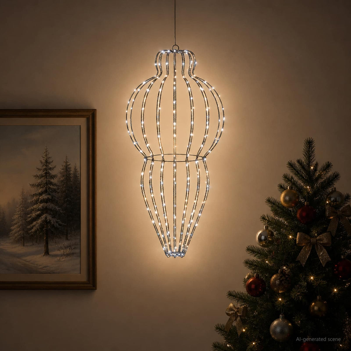 Christmas Finial Light 320 LEDs Cold White Dia. 40 x 75 cm