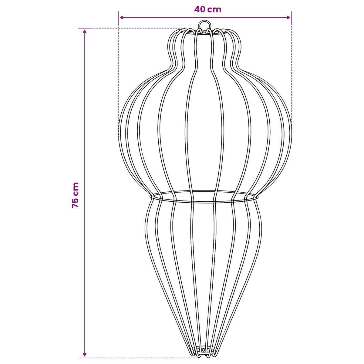 Christmas Finial Light 320 LEDs Cold White Dia. 40 x 75 cm