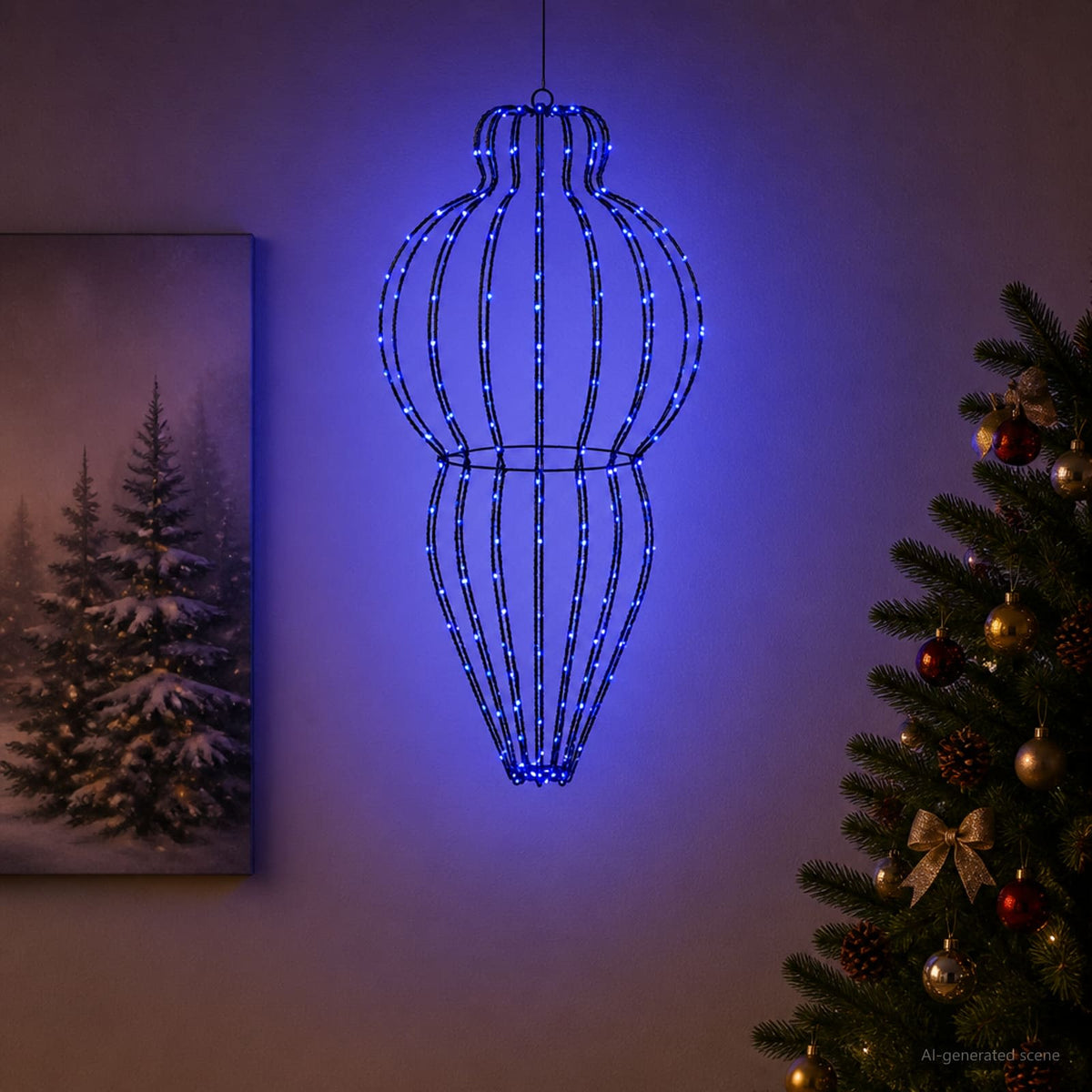 Christmas Finial Light 320 LEDs Blue Dia. 40 x 75 cm