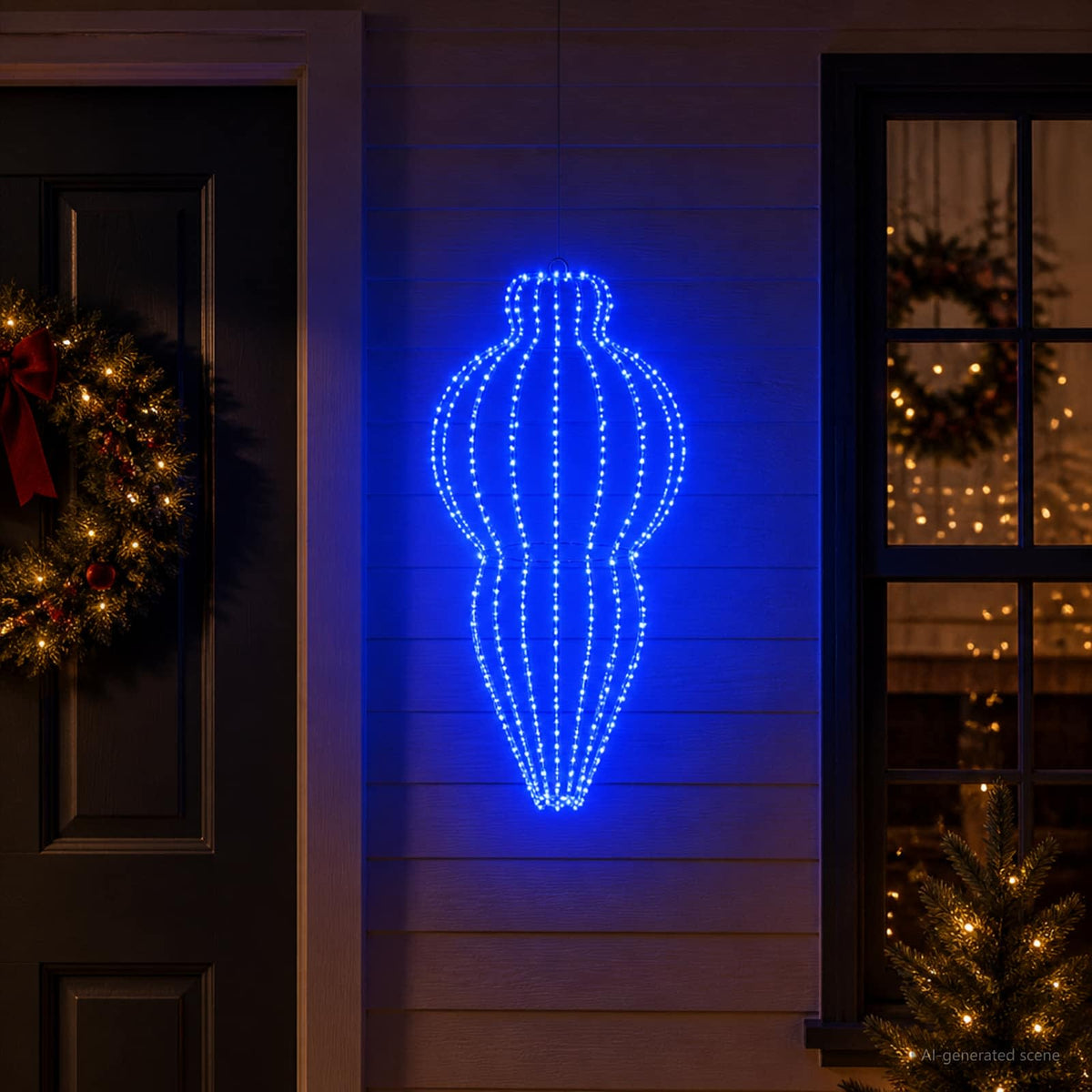 Christmas Finial Light 320 LEDs Blue Dia. 40 x 75 cm