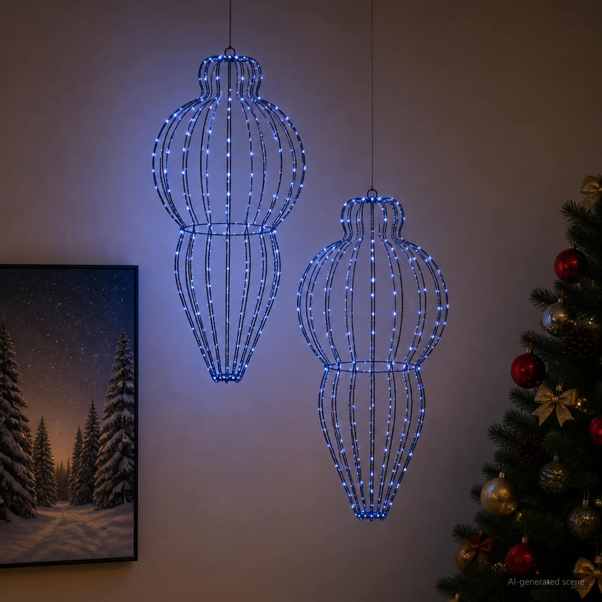 Christmas Finial Light 2 pcs 640 LEDs Blue Dia. 40 x 75 cm