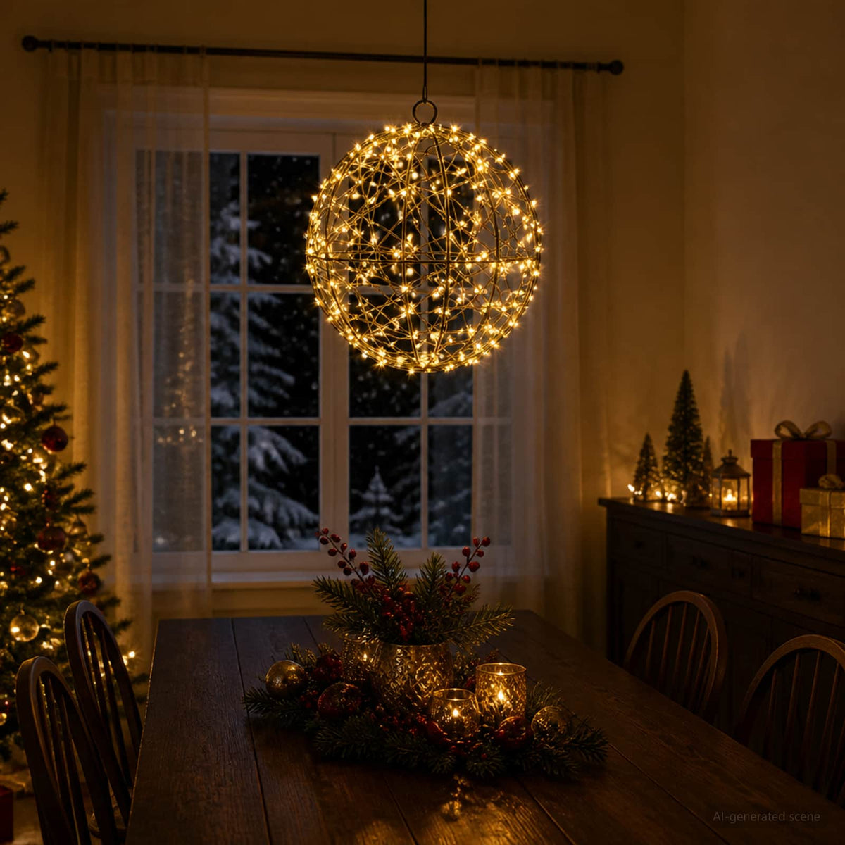 Christmas Finial Light 200 LEDs Warm White Diameter 20 x 22 cm
