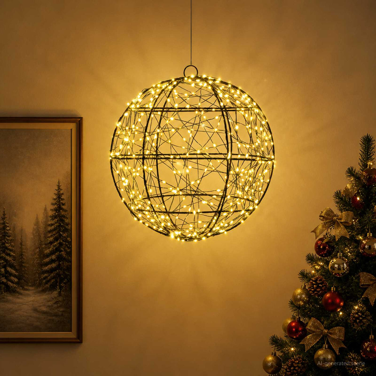 Christmas Finial Light 300 LEDs Warm White Diameter 30 x 32 cm