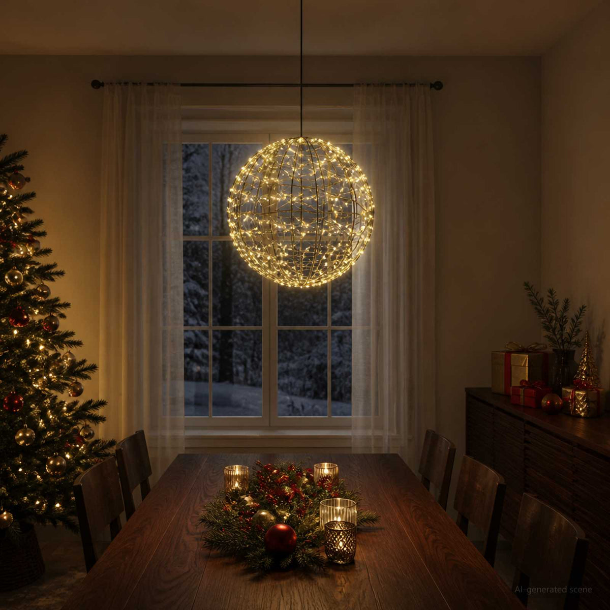 Christmas Finial Light 950 LEDs Warm White Diameter 60 x 63 cm