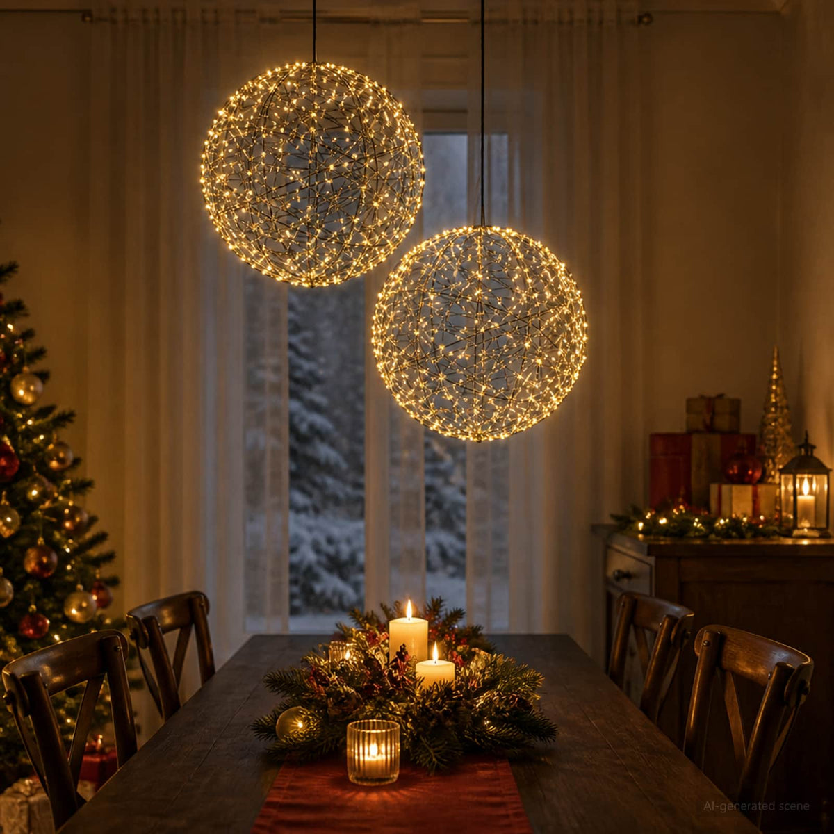 Christmas Finial Light 2 pcs 1000 LEDs Warm White Ø 40 x 42 cm