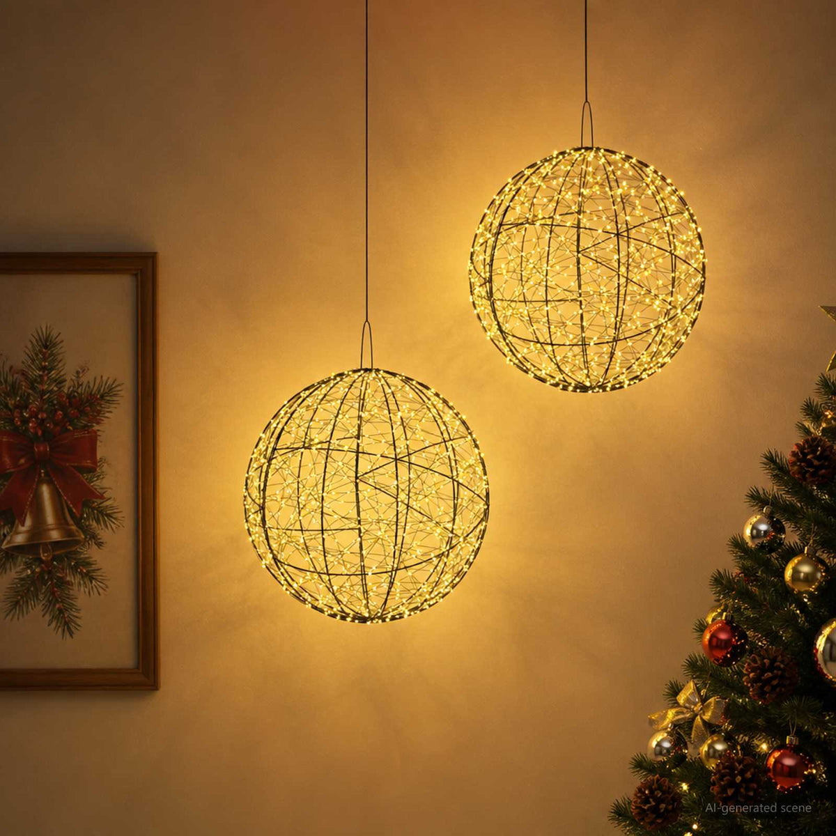 Christmas Finial Light 2 pcs 1900 LEDs Warm White Ø 60 x 63 cm