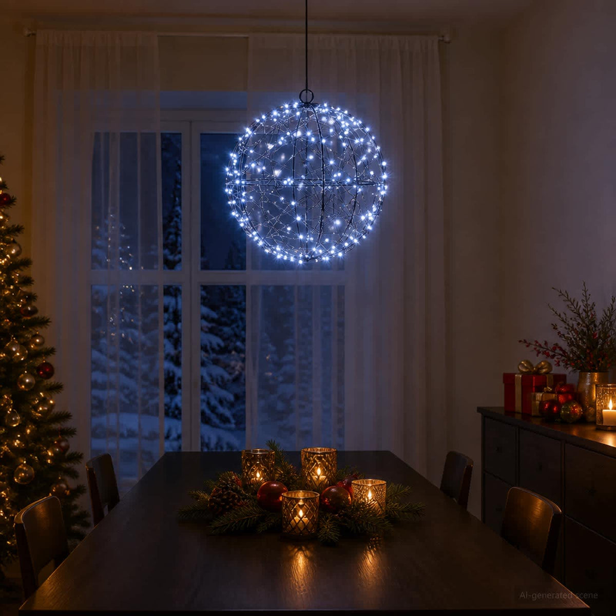 Christmas Finial Light 200 LEDs Cold White Diameter 20 x 22 cm