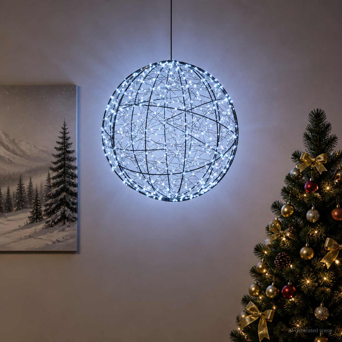 Christmas Finial Light 950 LEDs Cold White Diameter 60 x 63 cm