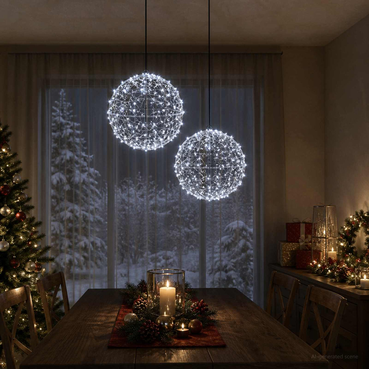 Christmas Finial Light 2 pcs 600 LEDs Cold White