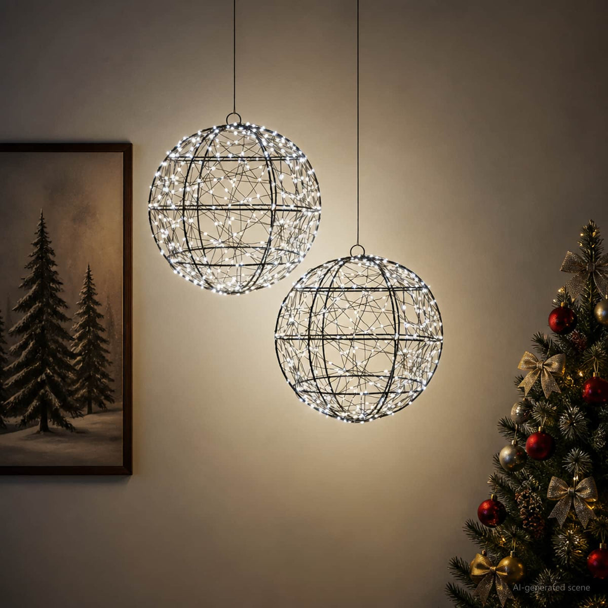 Christmas Finial Light 2 pcs 600 LEDs Cold White