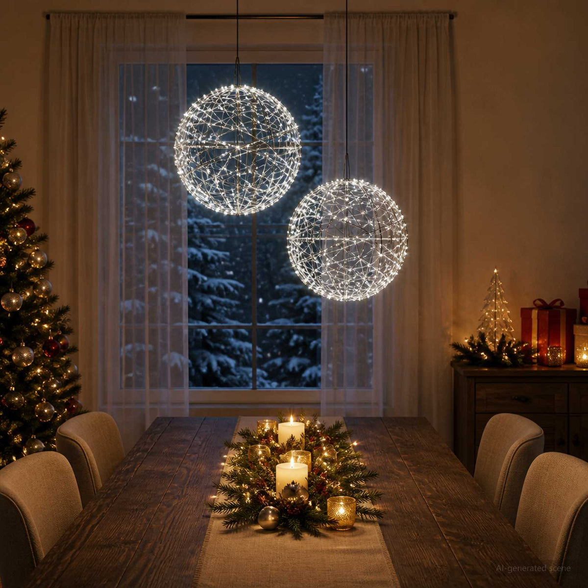 Christmas Finial Light 2 pcs 1000 LEDs Cold White Ø 40 x 42 cm