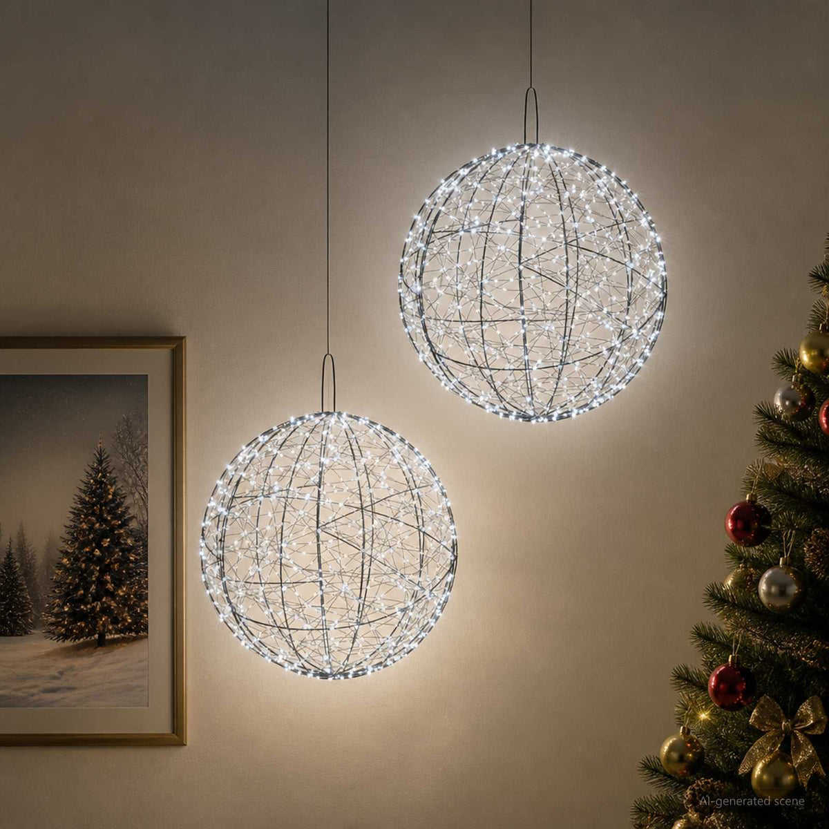 Christmas Finial Light 2 pcs 1900 LEDs Cold White Ø 60 x 63 cm