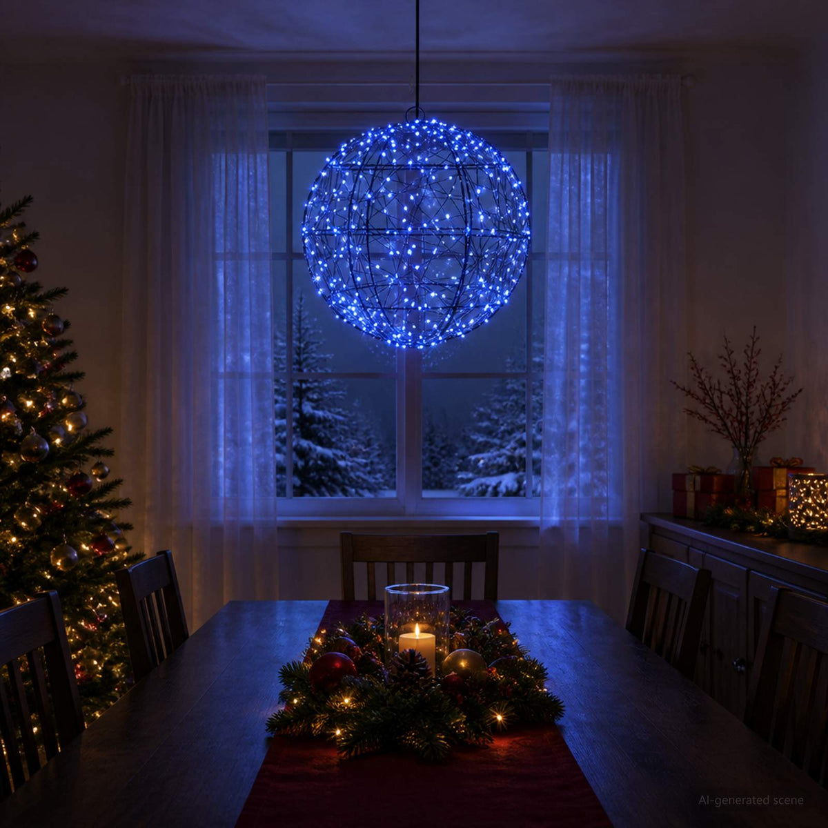 Christmas Finial Light 300 LEDs Blue Diameter 30 x 32 cm