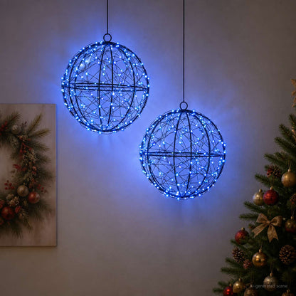 Christmas Finial Light 2 pcs 400 LEDs Blue Diameter 20 x 22 cm