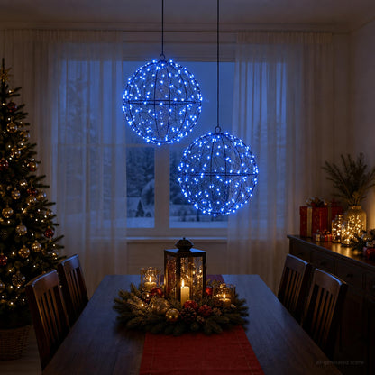 Christmas Finial Light 2 pcs 400 LEDs Blue Diameter 20 x 22 cm